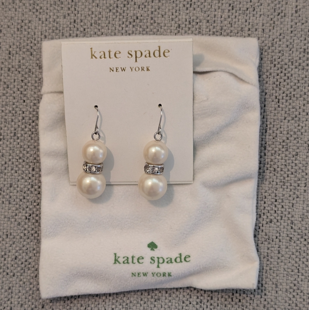Kate Spade Double Pearl Earrings with Silver Accents